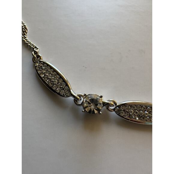 Signed Givenchy Silver-Tone Crystal Station Necklace with Pavé Accents - Picture 2 of 5